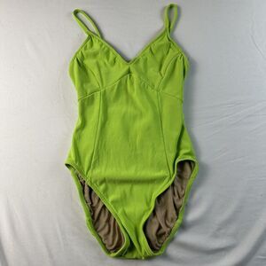 VTG Calvin Klein One Piece Bathing Swimsuit Small Lime Neon Green 90s High Cut
